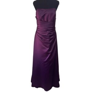 Alfred Angelo Formal Prom Long Dress Gown Ruched Front Lace Up Corset Back